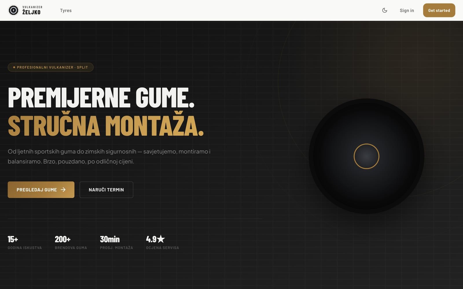 Screenshot of the Vulkanizer Željko tyre webshop